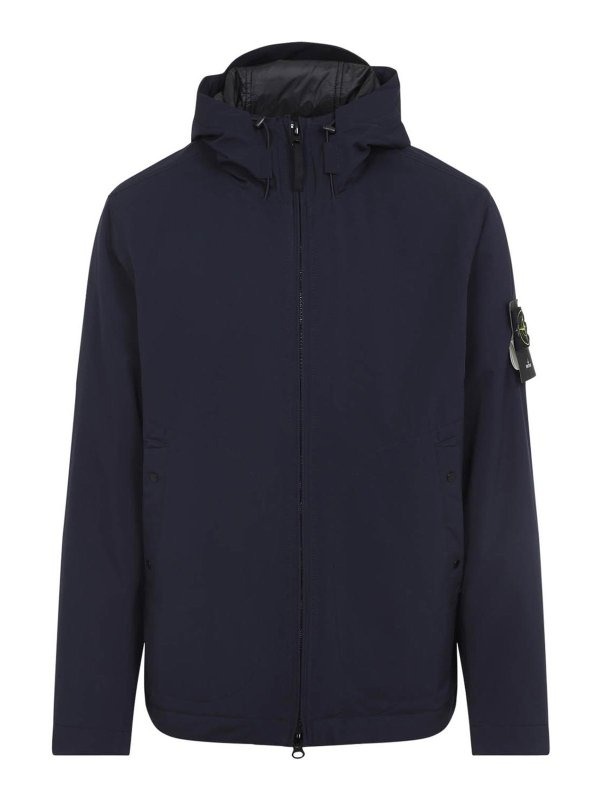 Stone Island Short Parka In Blue