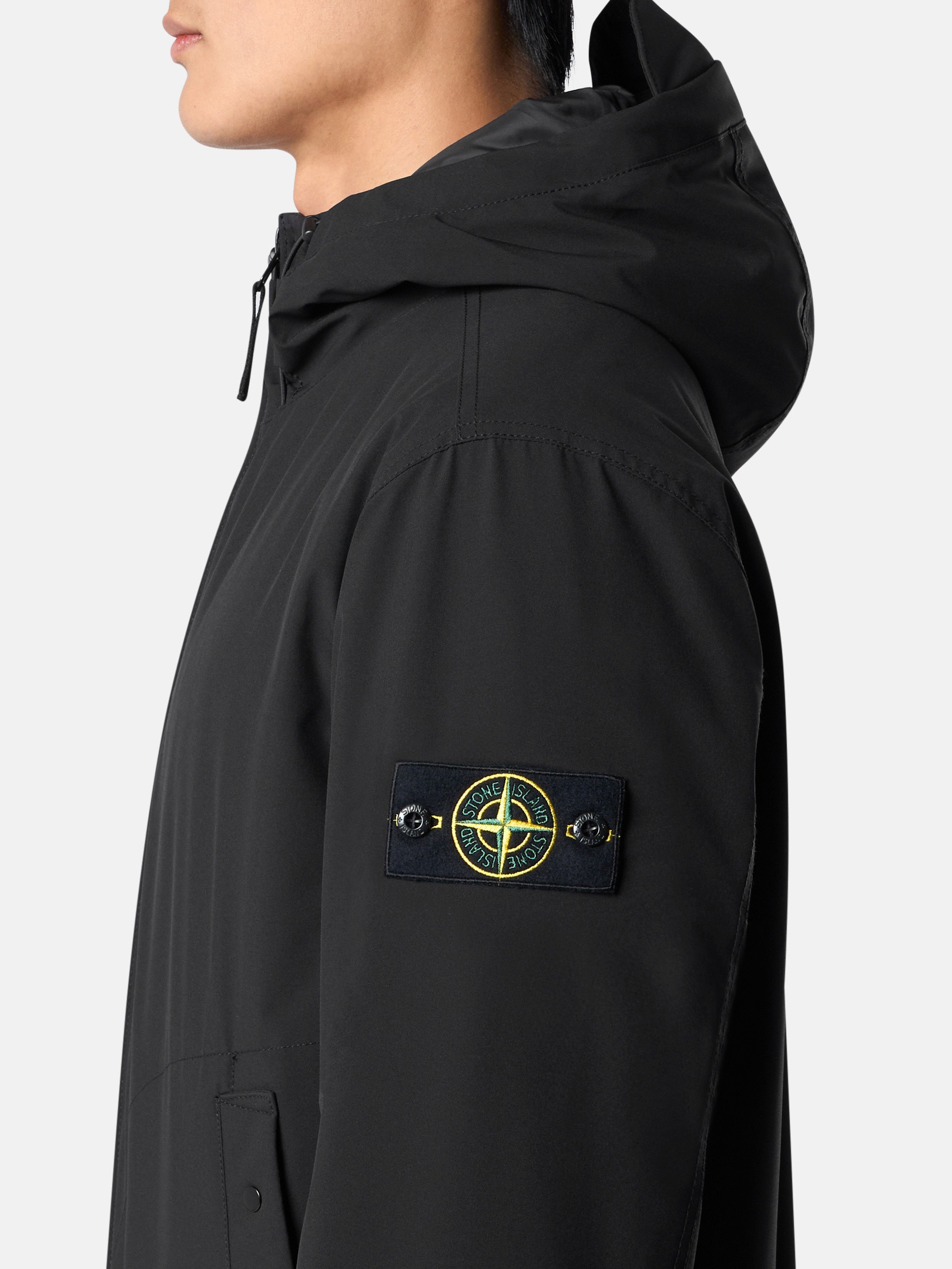 Stone Island Short Parka In Black
