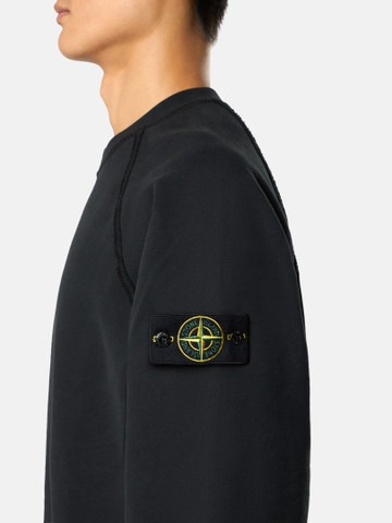 Stone Island Cotton Fleece Sweatshirt In Black