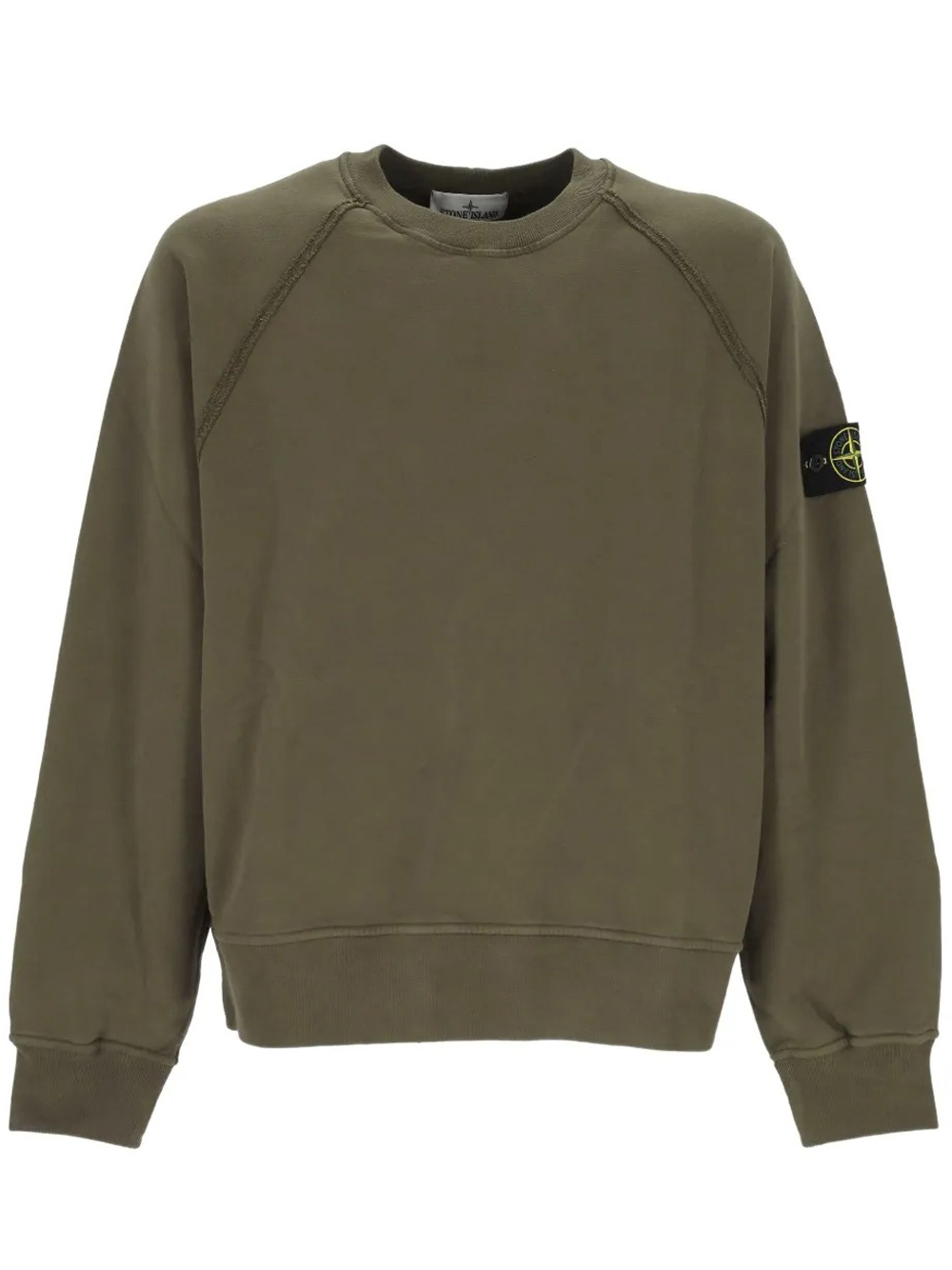 Stone Island Felpa Girocollo Cotton Fleece Uomo Verde Militare In Green