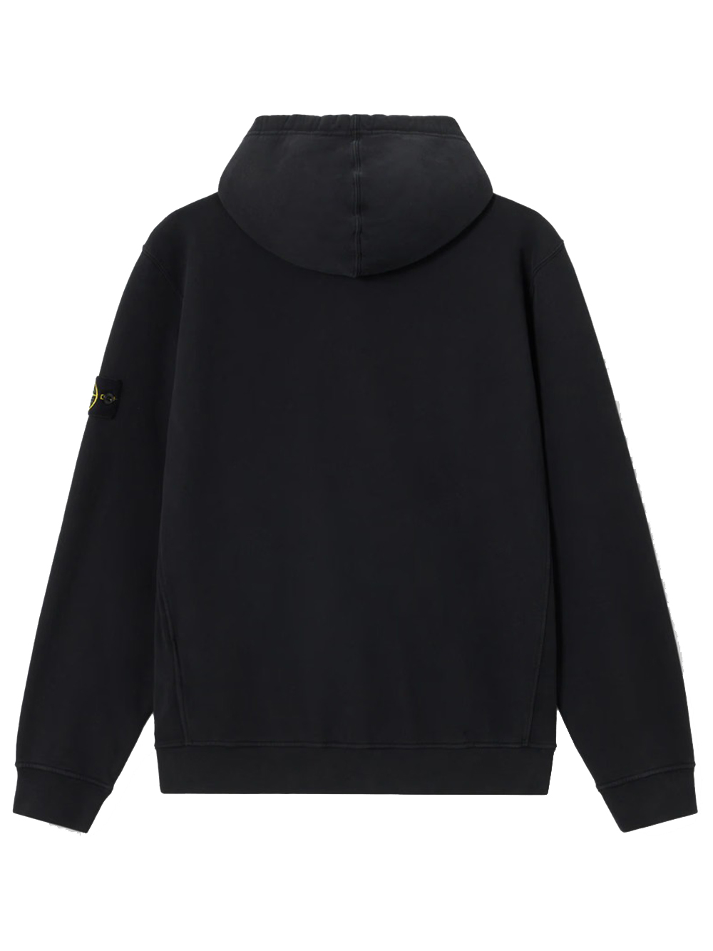 Stone Island Hooded Zip Cotton Fleece Sweatshirt In Black
