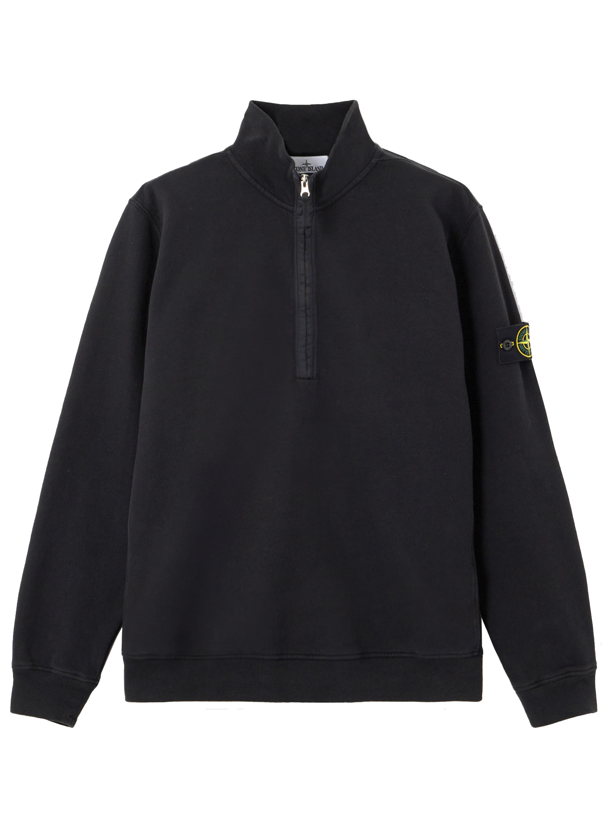Stone Island Half Zip Polo In Black