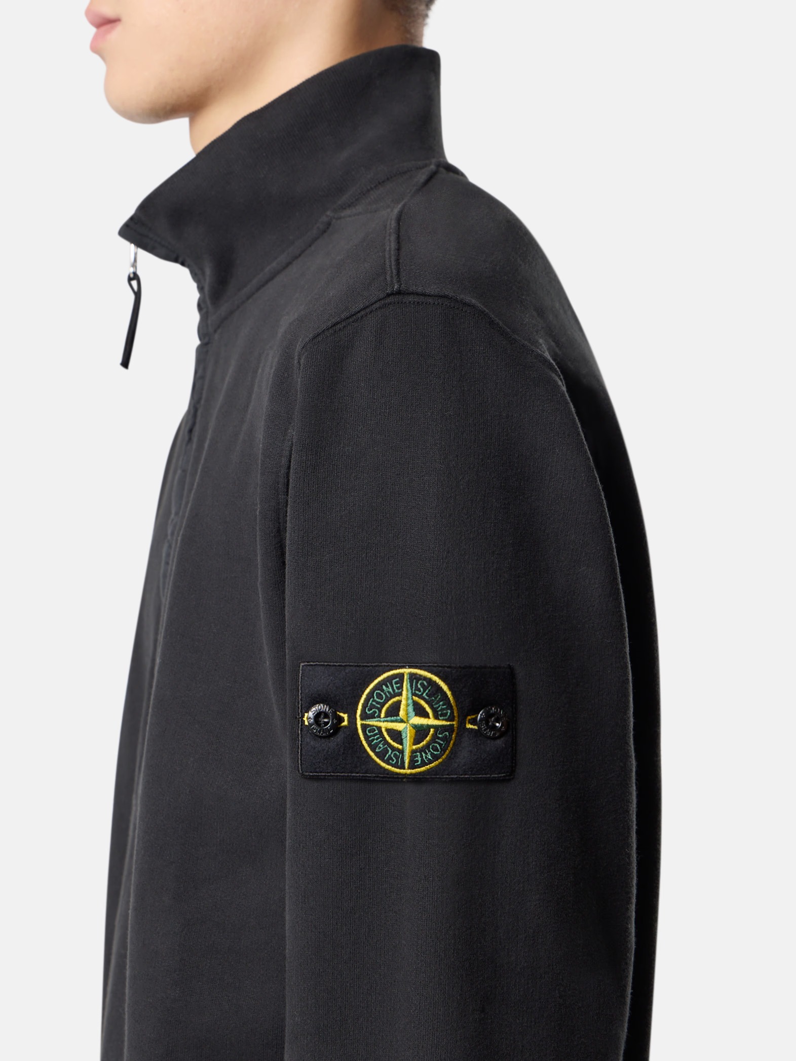 Stone Island Half Zip Polo In Black