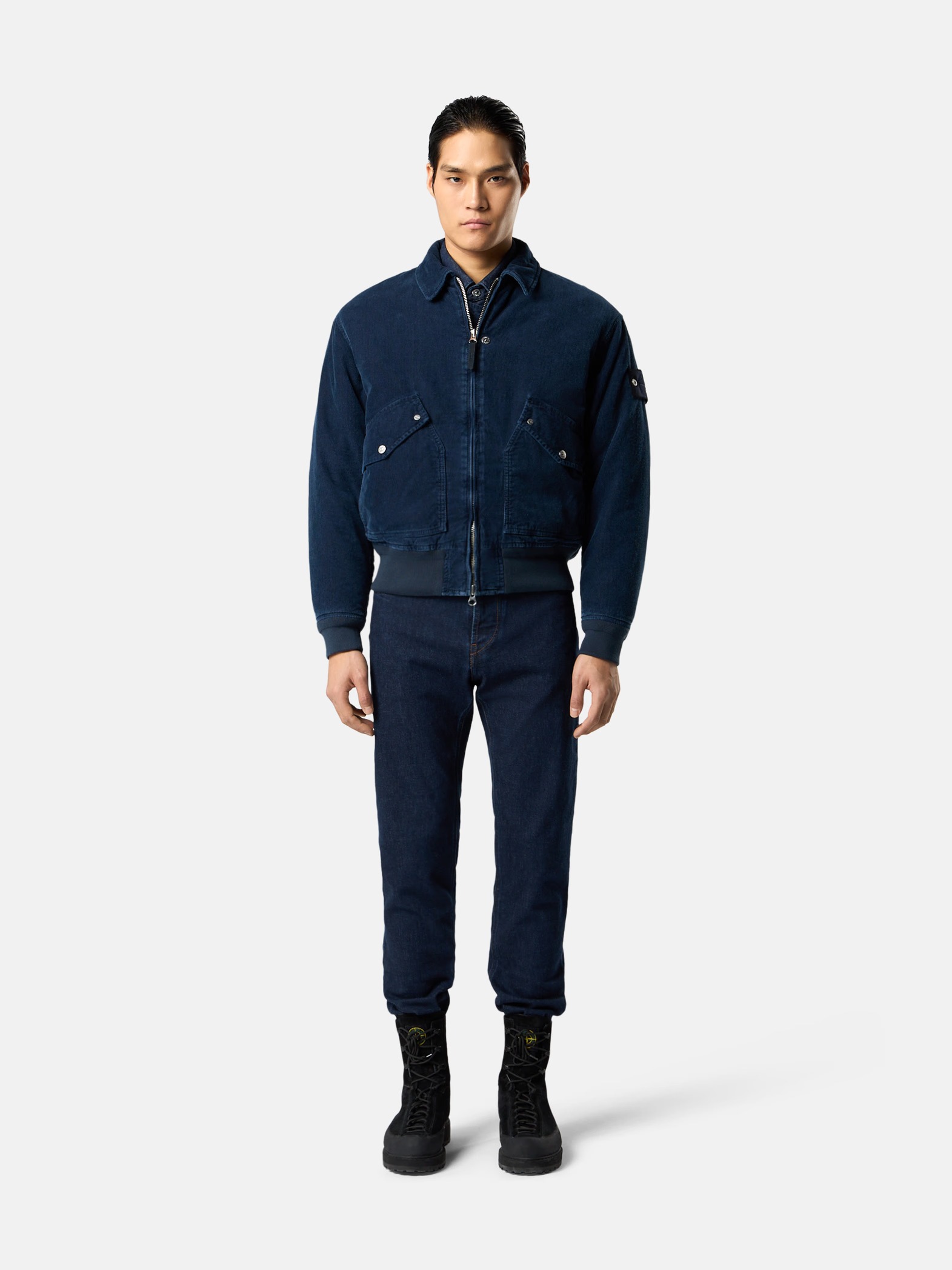 Stone Island Stretch Indigo Denim-rinsed Jeans In Blue