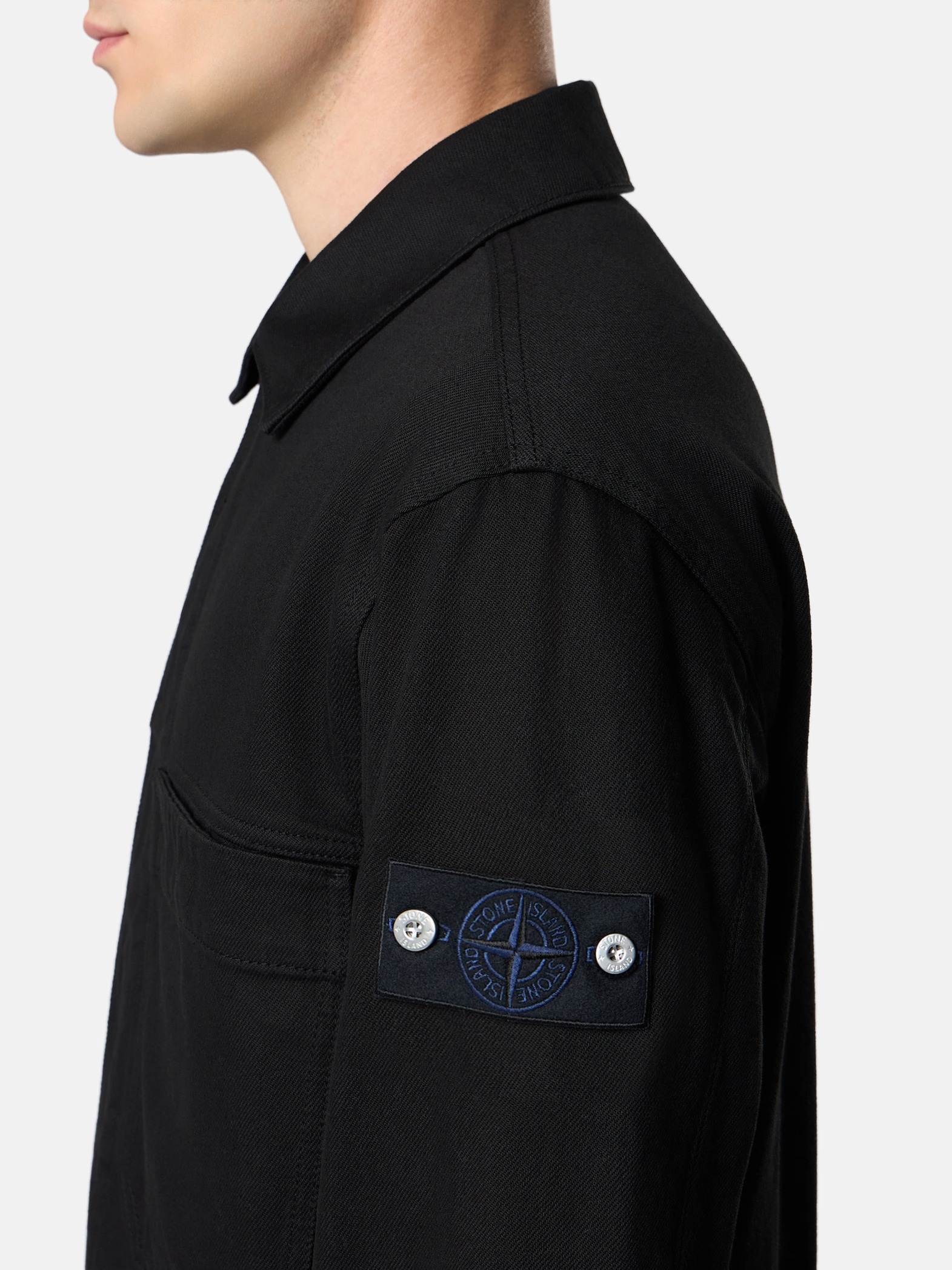 Stone Island Bull Denim-tc Jacket In Black