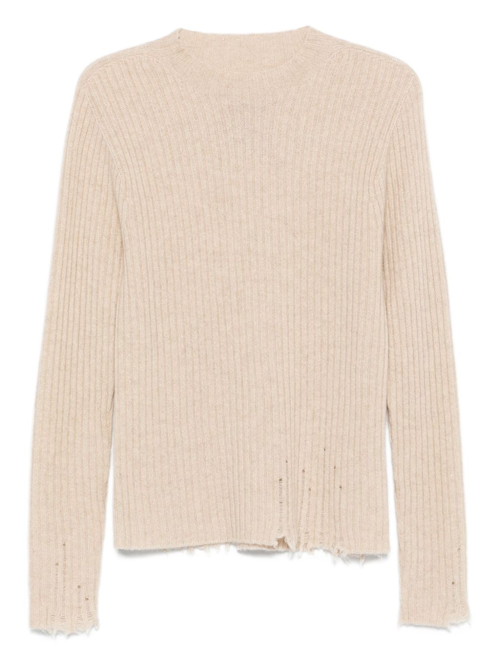 Uma Wang Ribbed Frayed-trims Sweater In Neutral