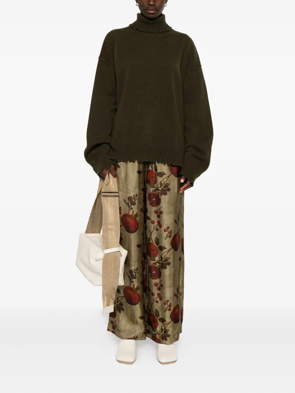 Uma Wang High Neck Top Woman Military Green In Brown