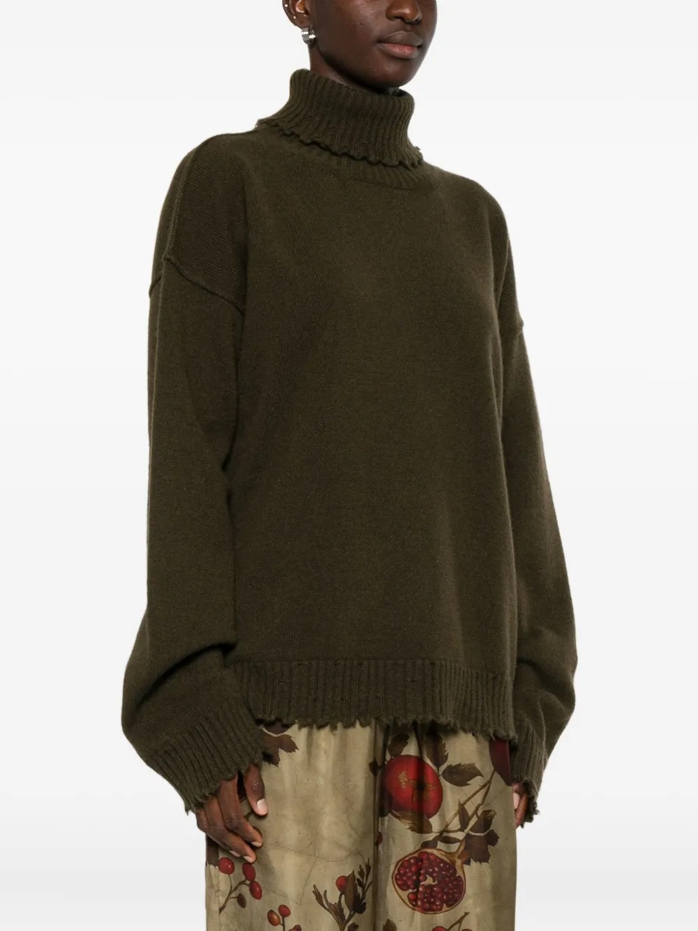 Uma Wang High Neck Top Woman Military Green In Brown