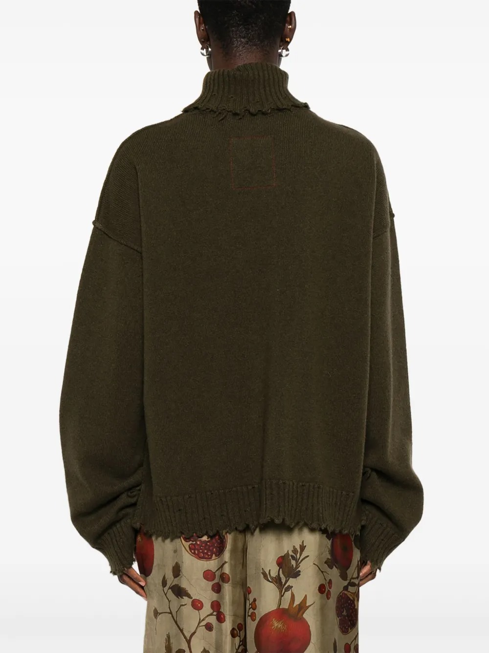 Uma Wang High Neck Top Woman Military Green In Brown