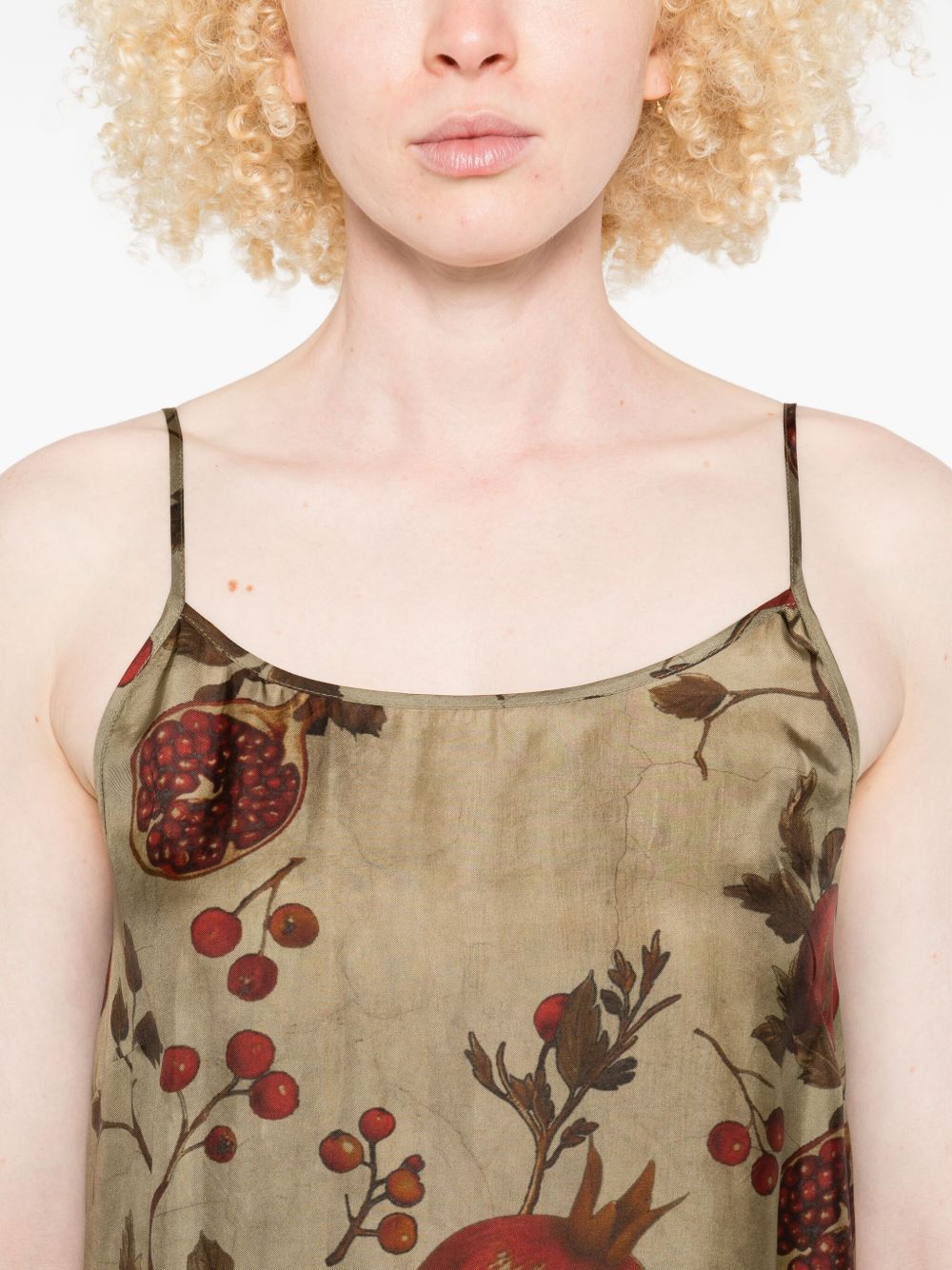 Uma Wang Floral Print Midi Dress With Spaghetti Straps In Multi