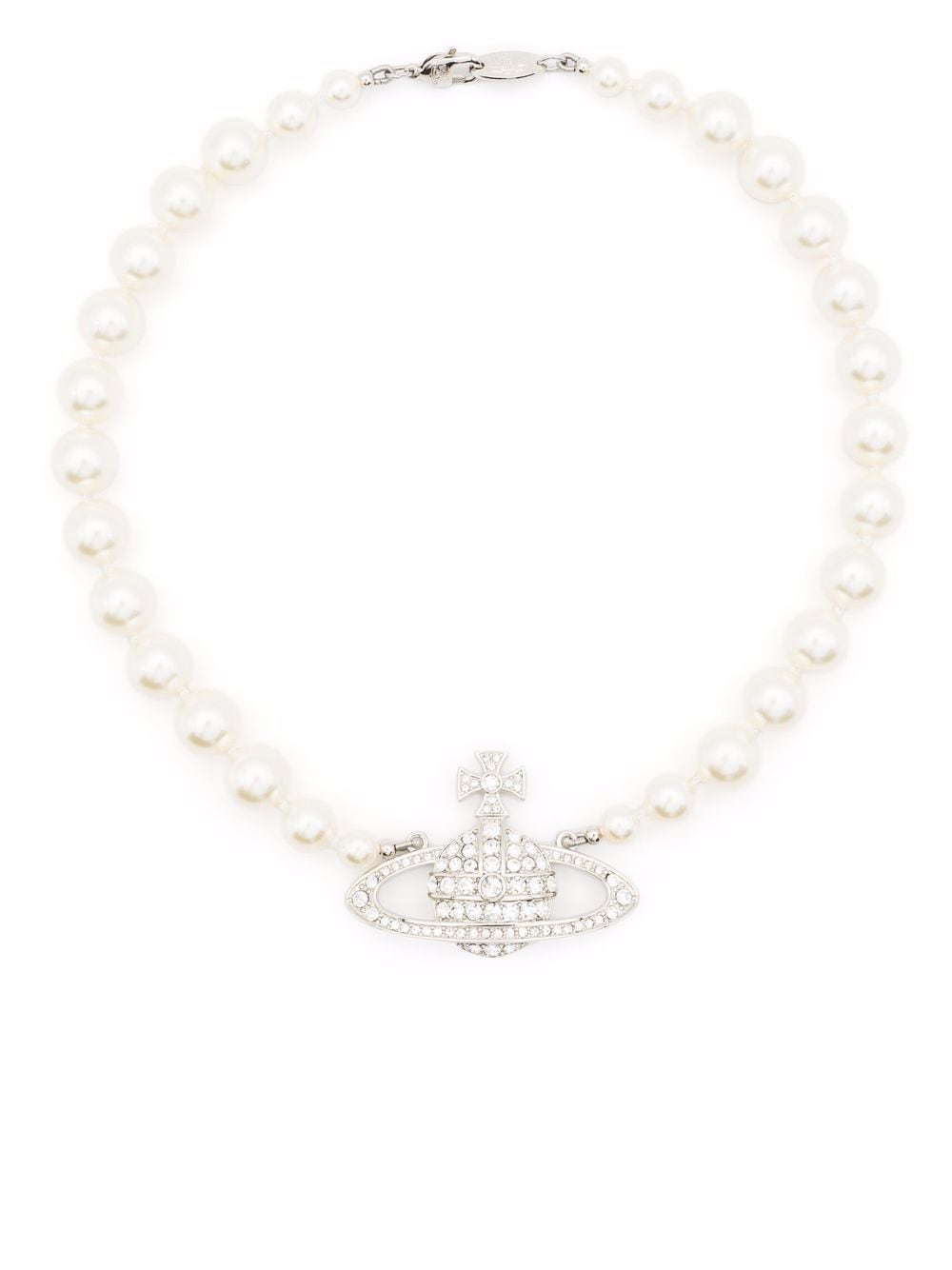 Vivienne Westwood One Row Pearl Choker Woman Platonum In White