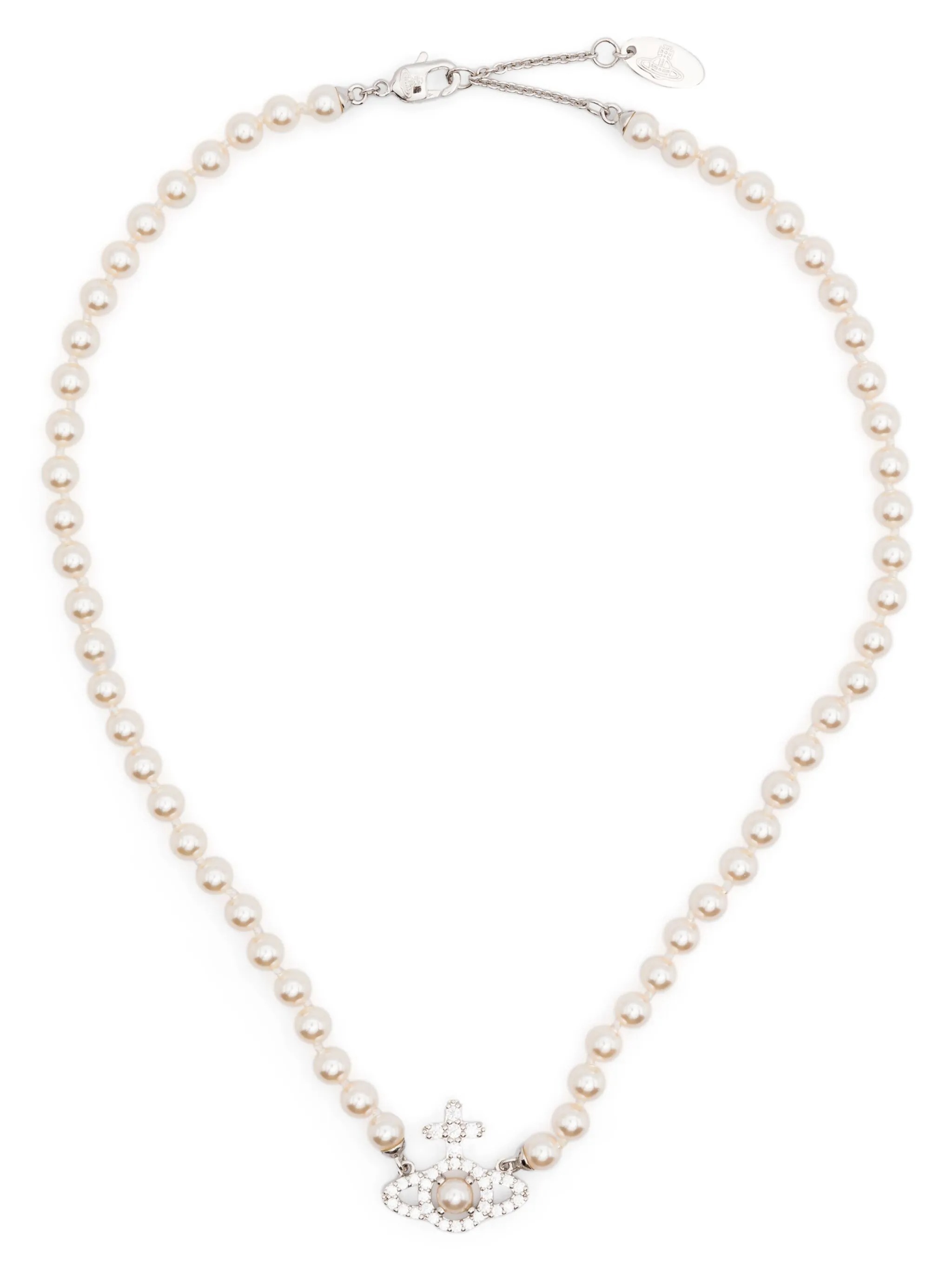 Vivienne Westwood Olympia Pearl Necklace Woman Platinum In White