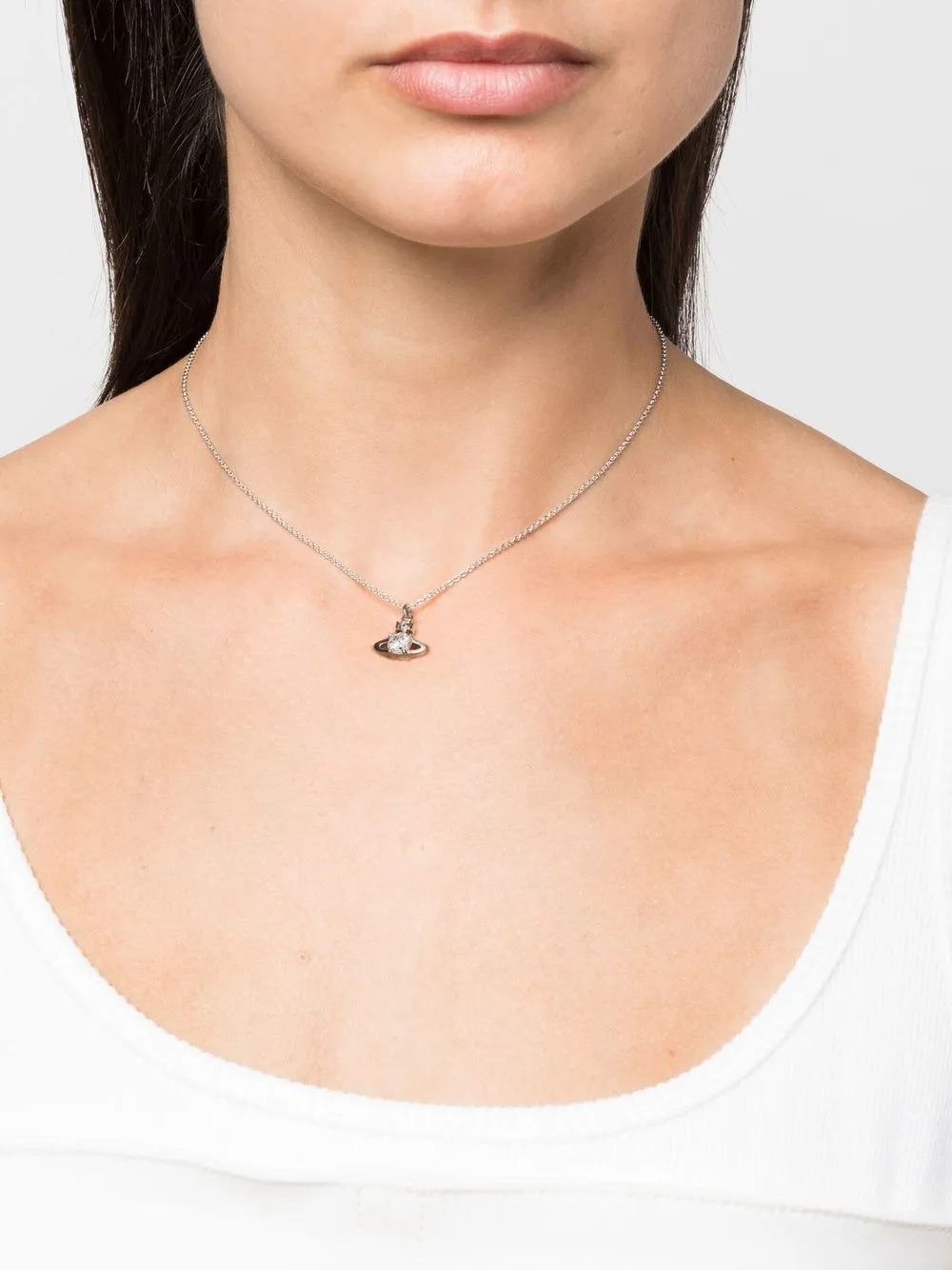 Vivienne Westwood Reina Pendent Necklace Woman Platinum In Metallic