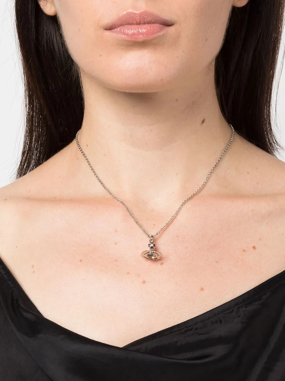 Vivienne Westwood New Petit Orb Pendant Necklace Woman Platinum In Metallic