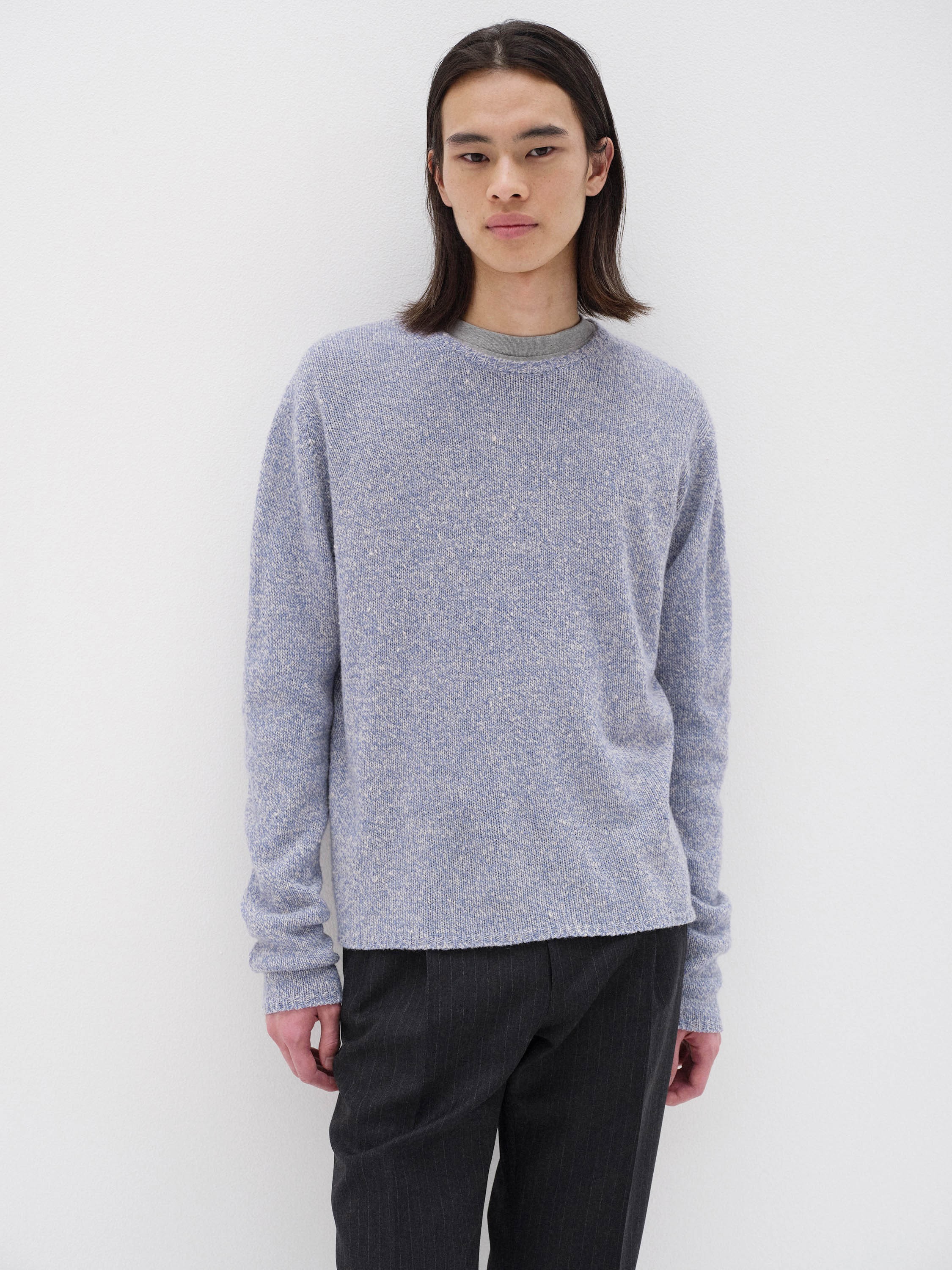 Auralee Airy Silk Wool Knit In Blue