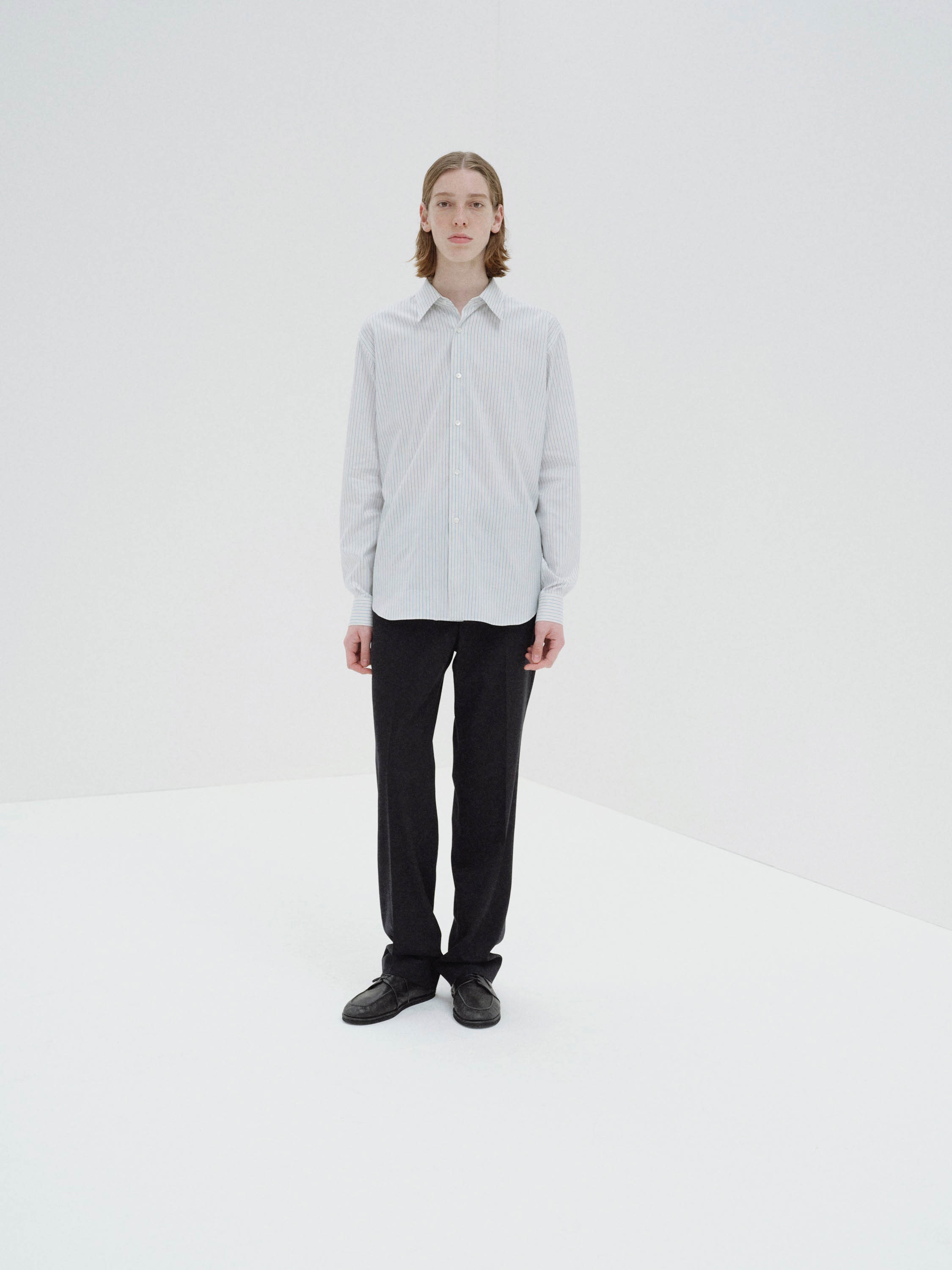 Auralee Cotton Silk Stripe In Blue