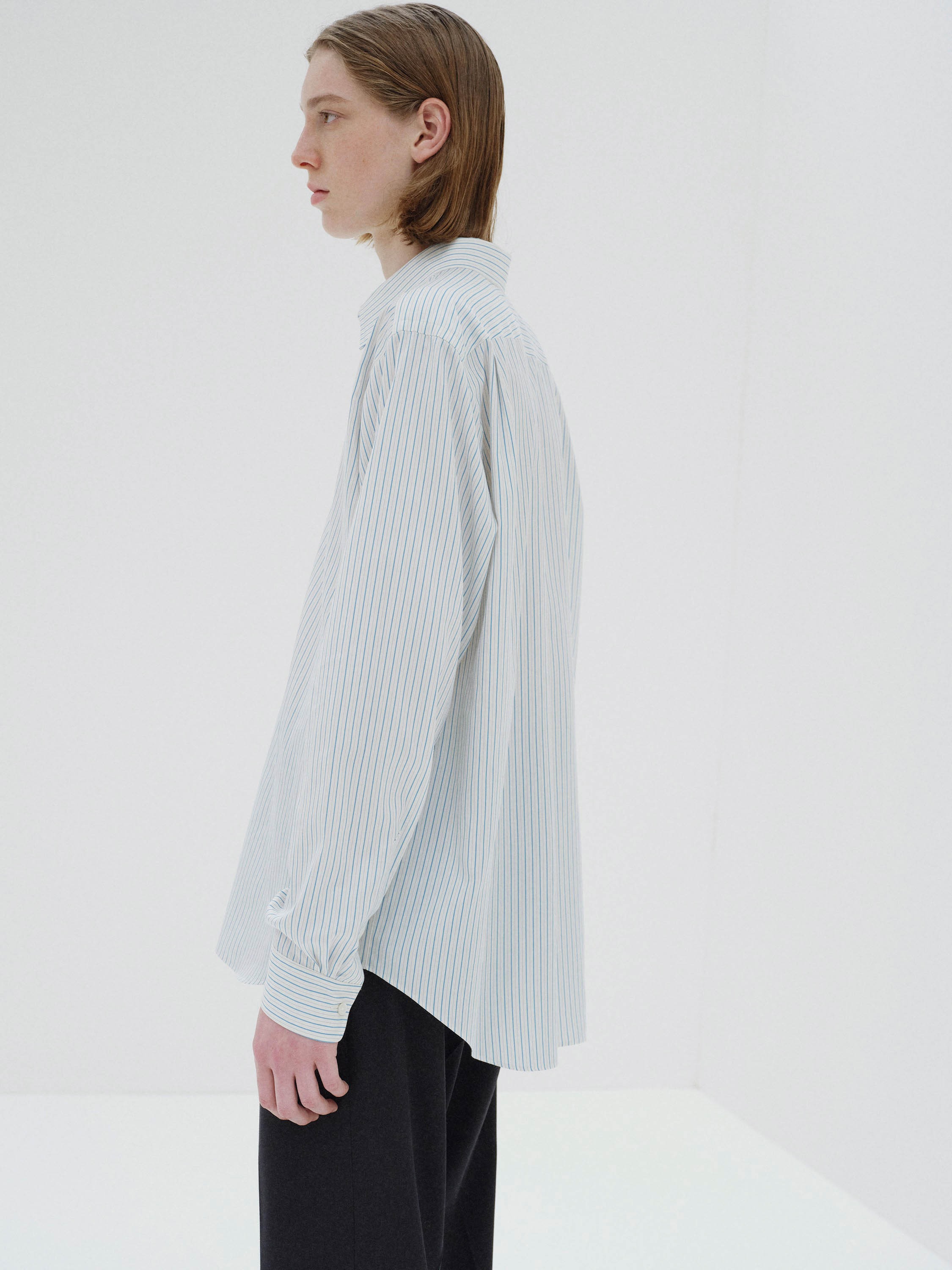 Auralee Cotton Silk Stripe In Blue