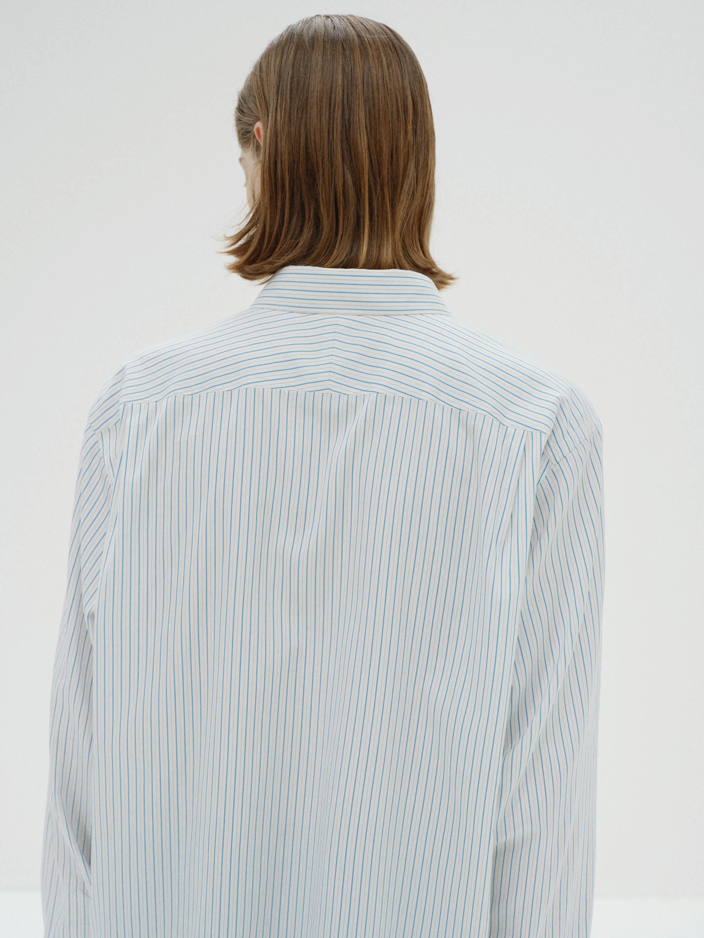 Auralee Cotton Silk Stripe In Blue