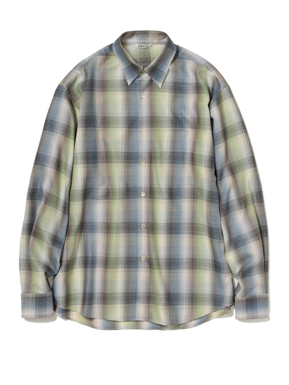 Auralee Super Light Wool Checkman Blue And Green In Green