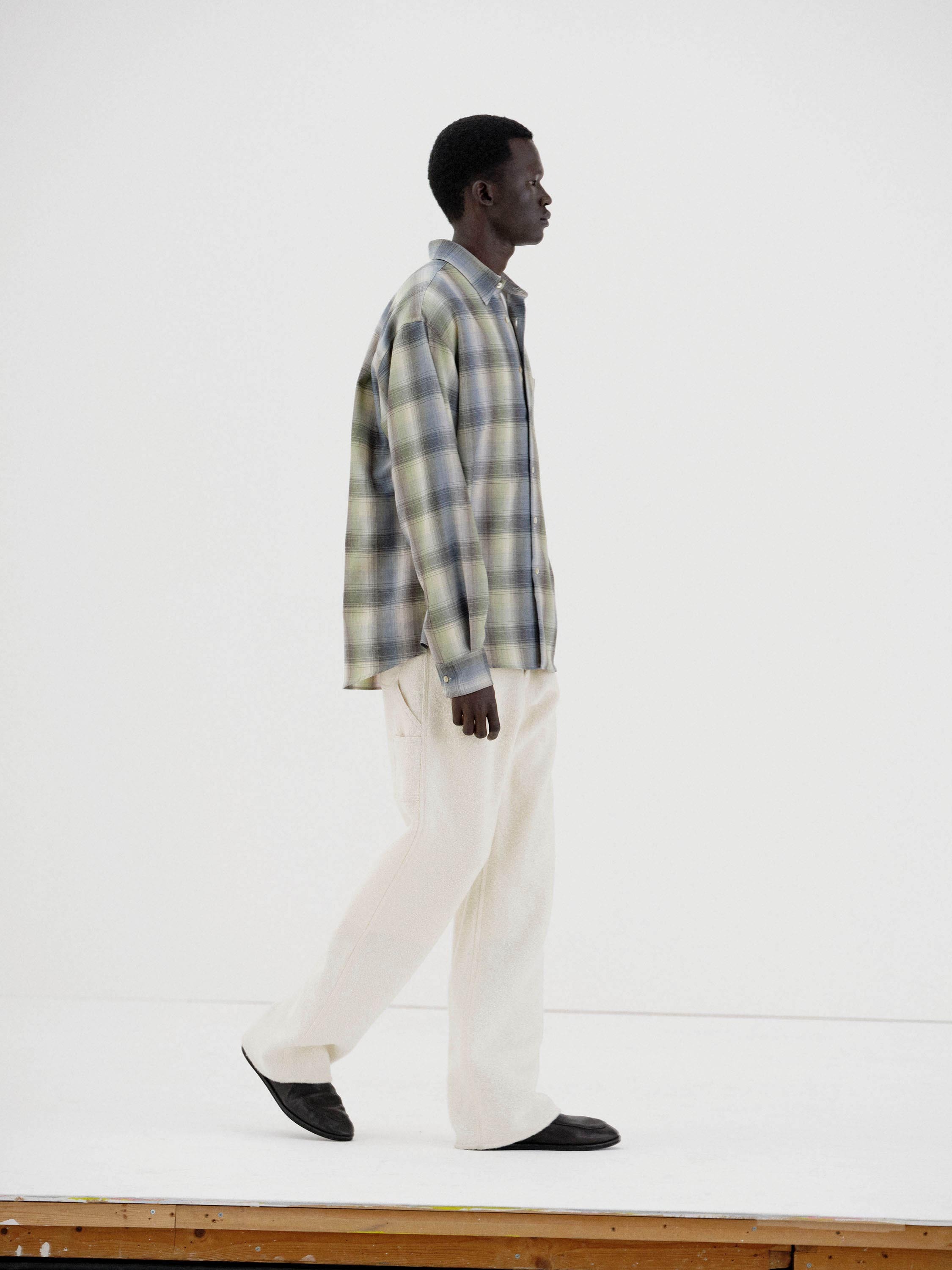 Auralee Super Light Wool Checkman Blue And Green In Green