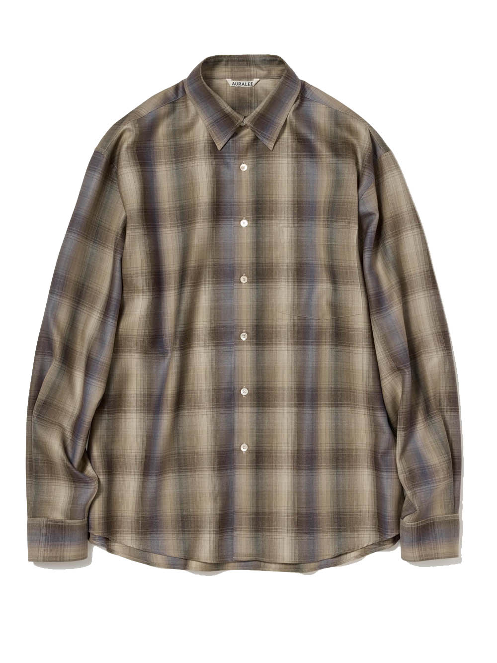 Auralee Super Light Wool Checkman Brown And Green In Brown