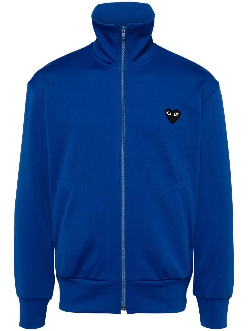 Comme Des Garçons Play Black Emblem Knit Sweatshirt In Blue