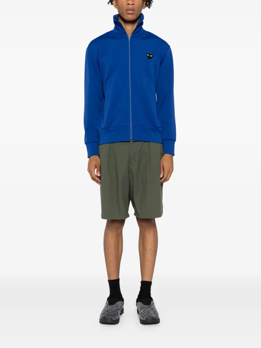 Comme Des Garçons Play Black Emblem Knit Sweatshirt In Blue