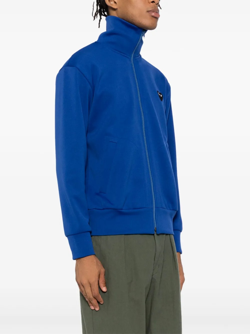 Comme Des Garçons Play Black Emblem Knit Sweatshirt In Blue
