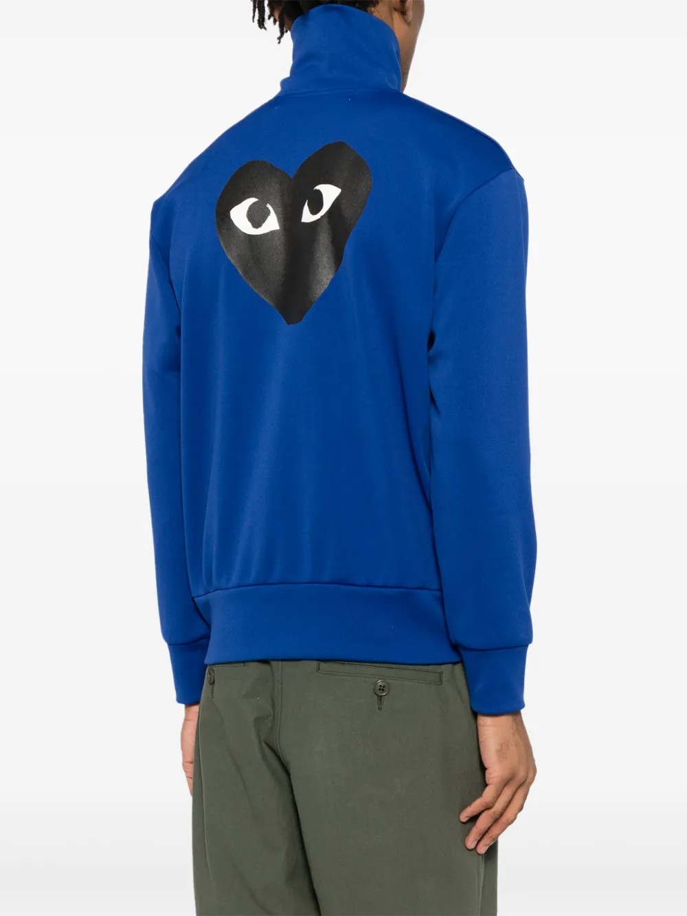 Comme Des Garçons Play Black Emblem Knit Sweatshirt In Blue
