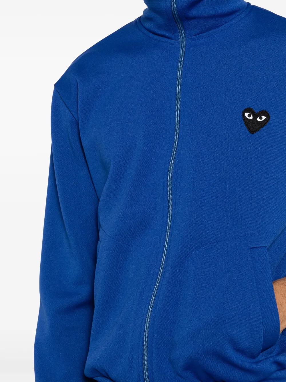 Comme Des Garçons Play Black Emblem Knit Sweatshirt In Blue