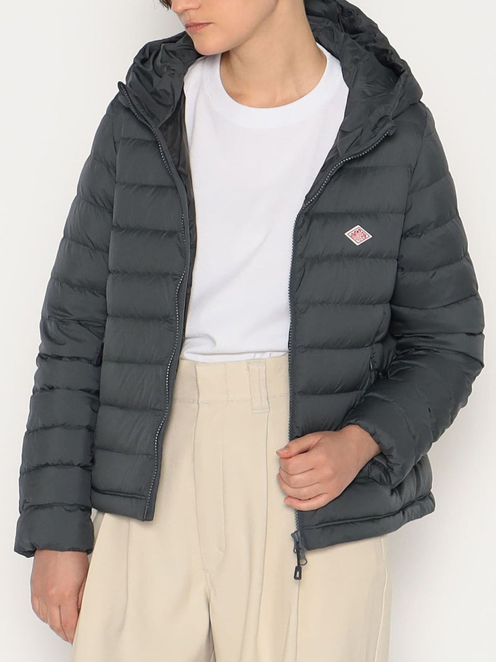 Danton Nylon Taffeta Middle Down Jacket Woman Grey In Gray