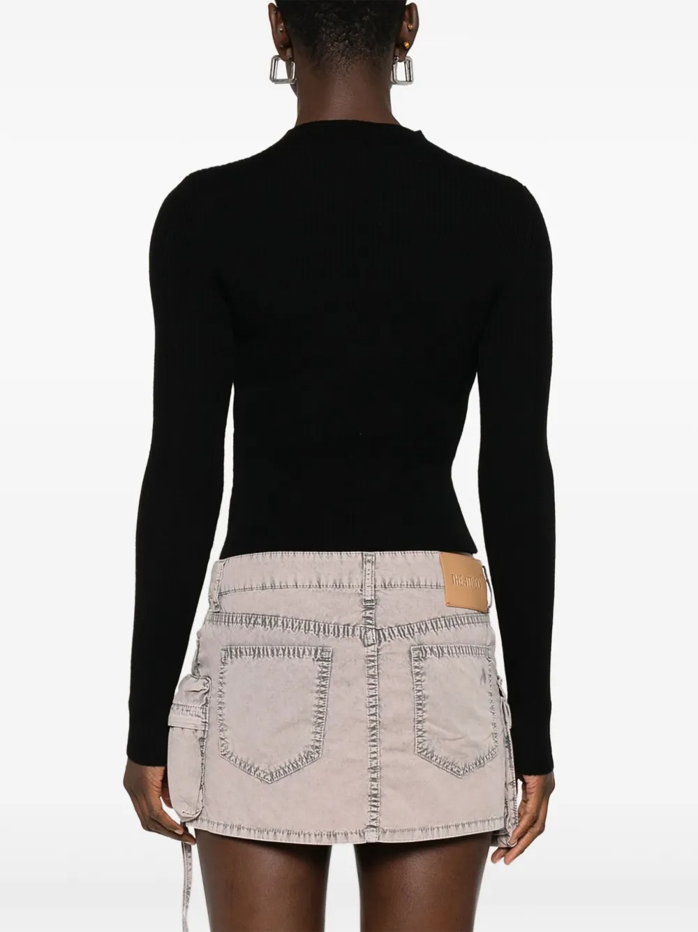 Diesel Fitted Black Ribbed Wool Sweater In Multi