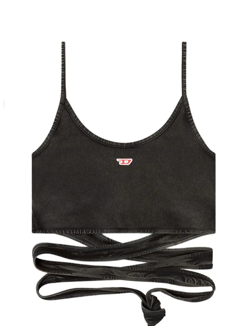 Diesel Womens 02a T-leya-tail Wrap-around Cotton-jersey Top In Black