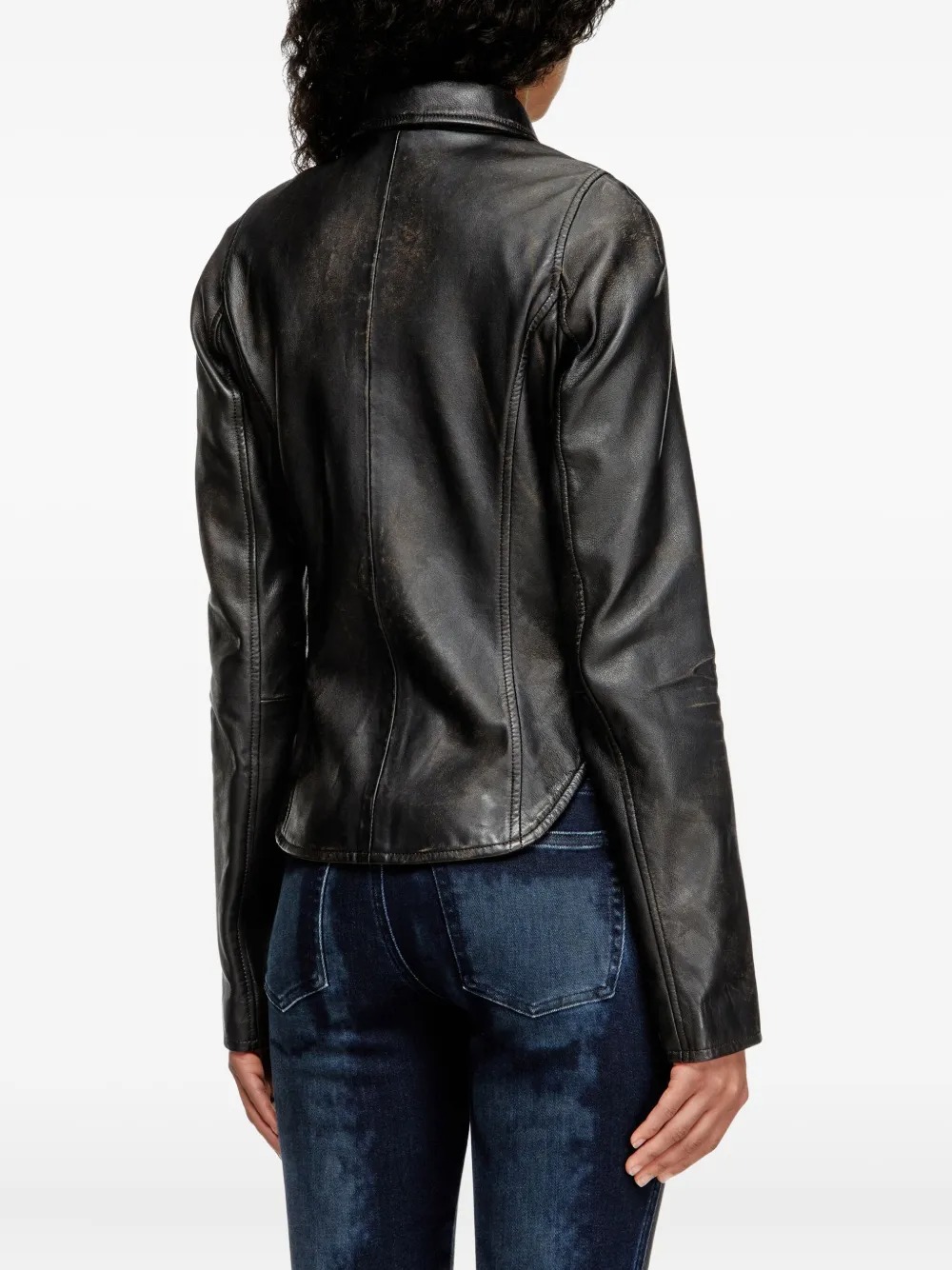 Diesel Fitted Black Wool Outerwear With Classic Collar In Black