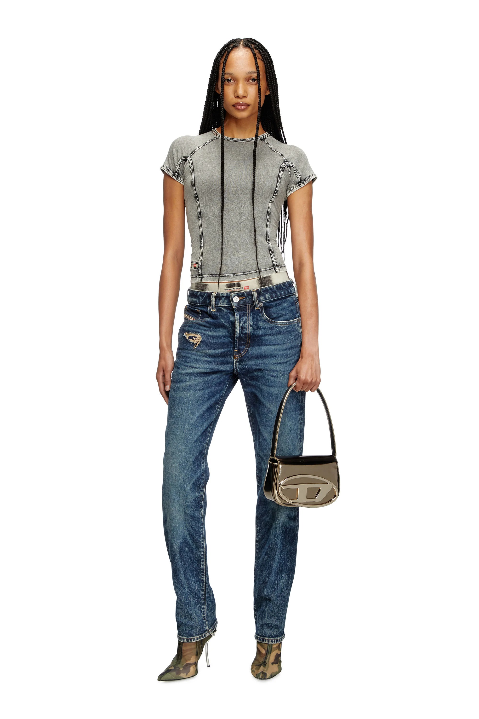 Diesel 1dr Shoulder Bag Woman Bronze In Gold