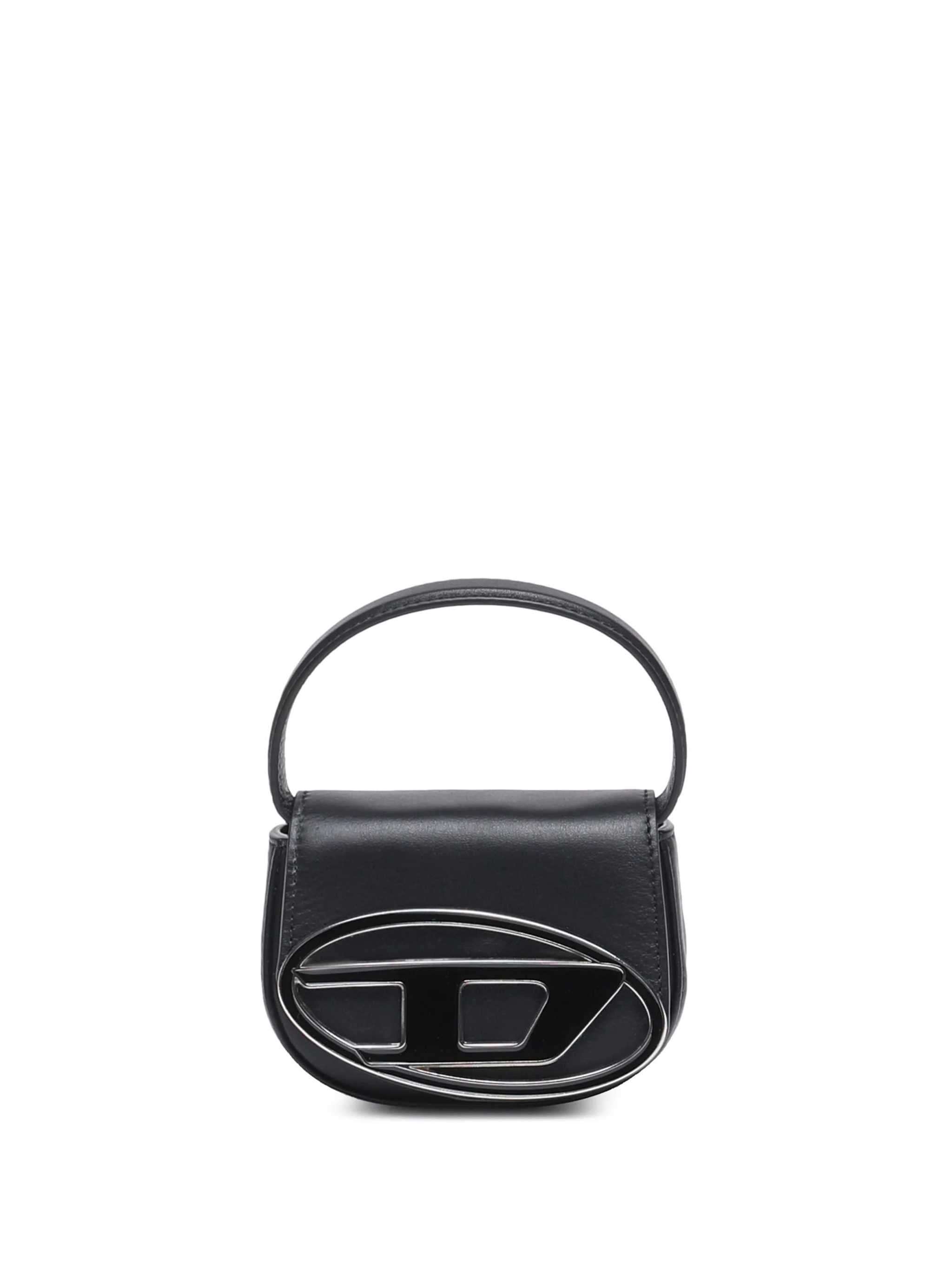 Diesel Compact Leather Shoulder Bag In Black