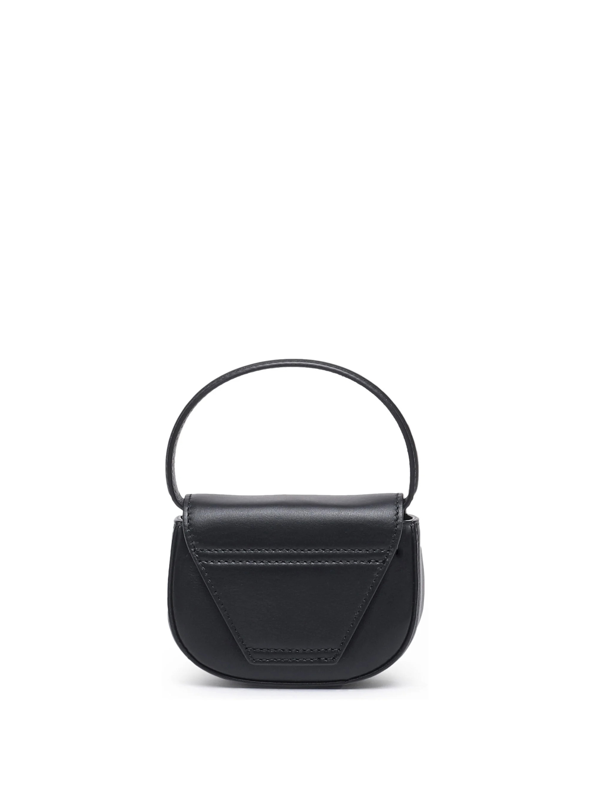 Diesel Compact Leather Shoulder Bag In Black