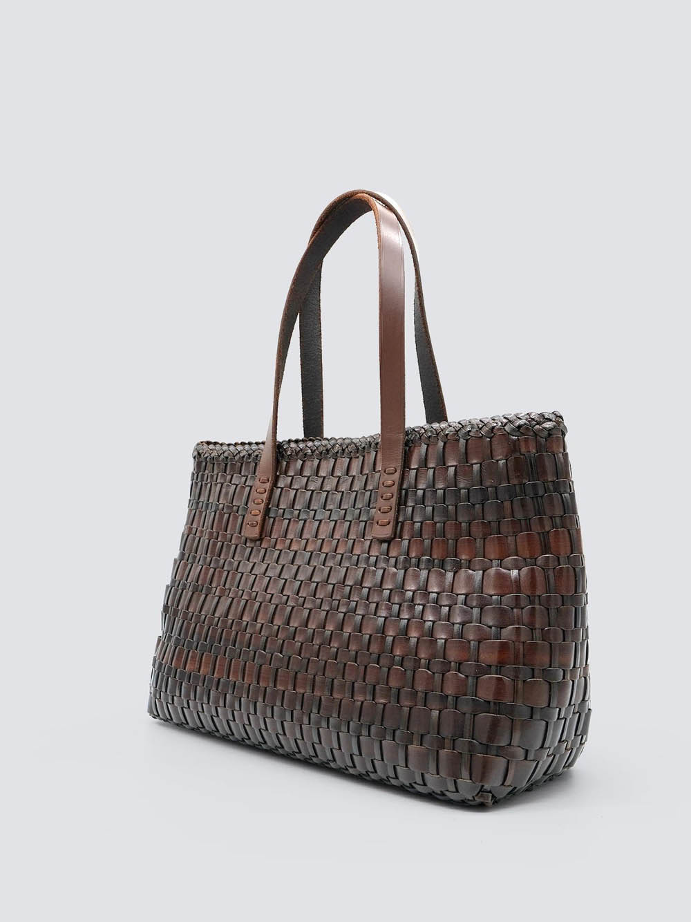 Dragon Diffusion Salvage Irregular Woven Tote Bag Woman Dark Brown In Brown