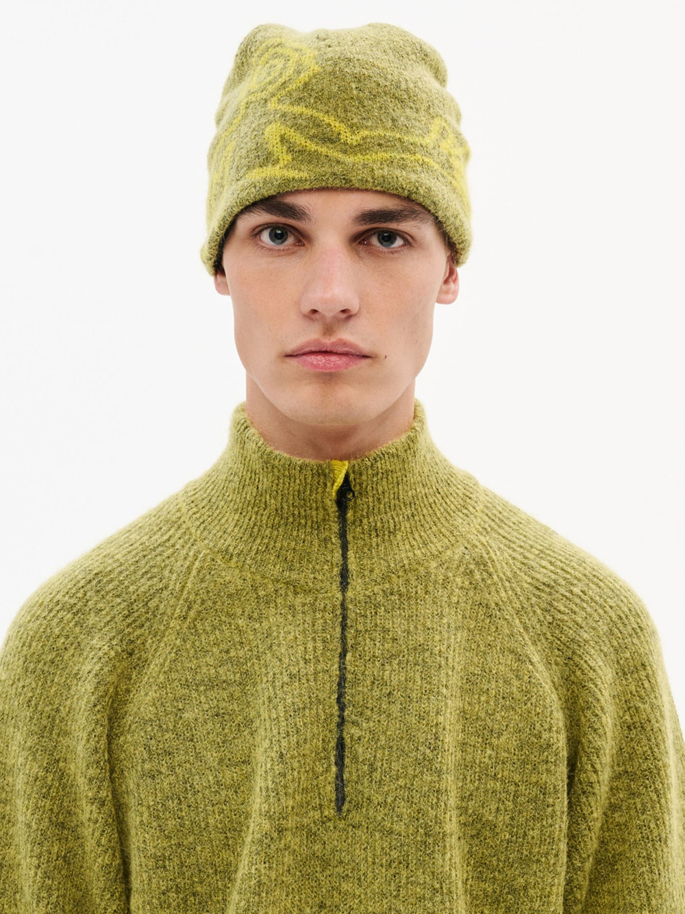 Hiking Patrol Mascot Mohair Mixed Knit Beanie In Green