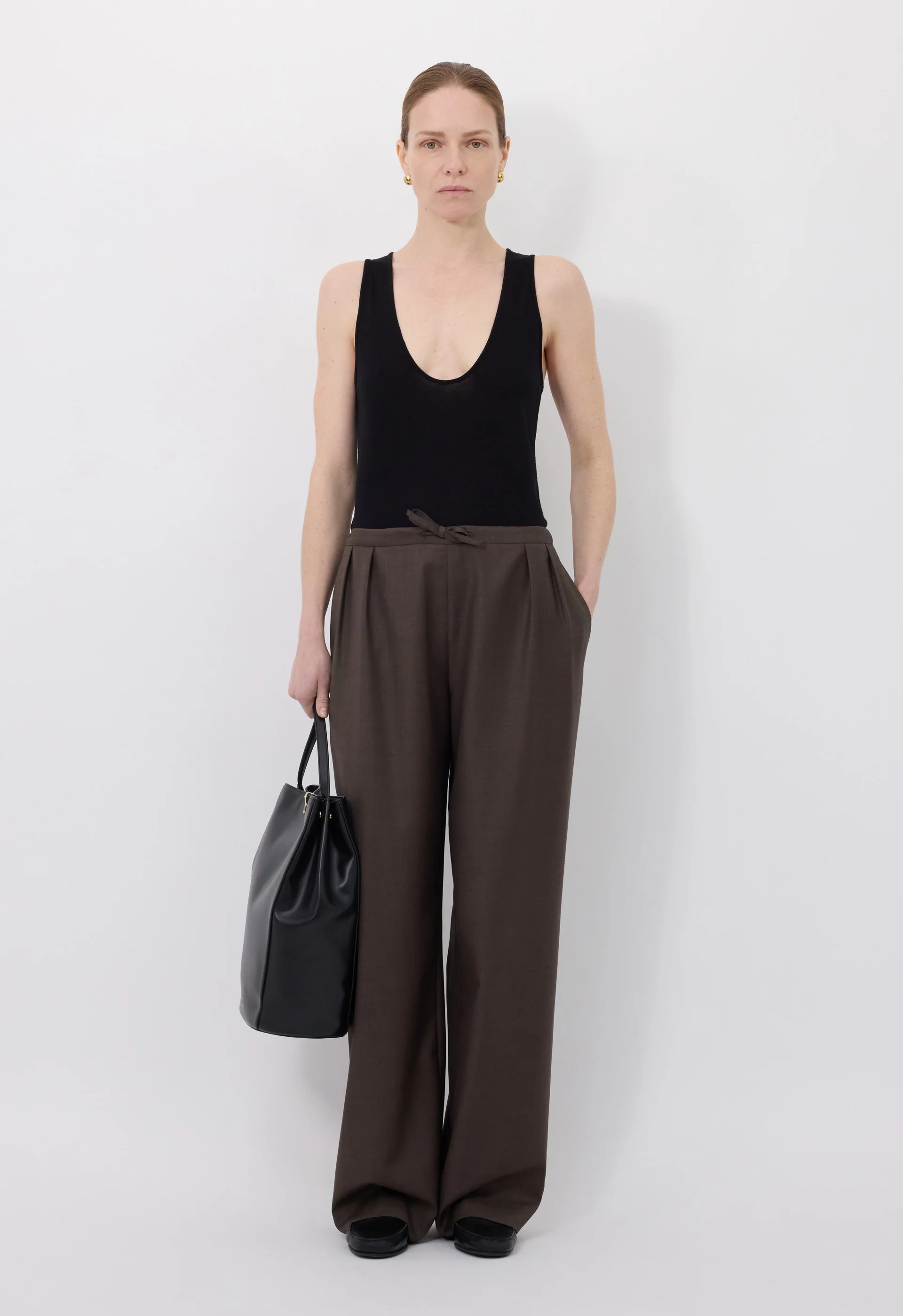 Loulou De Saison Cove Pants Woman Brown In Brown