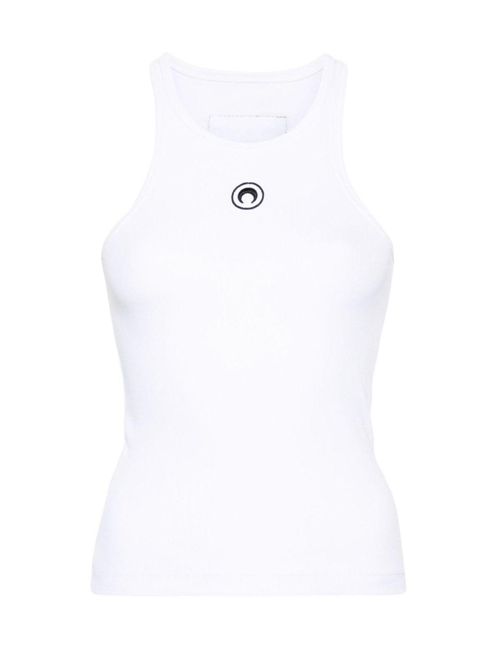 Marine Serre Moon Logo Ribbed Jersey Tabk Top Woman White In White