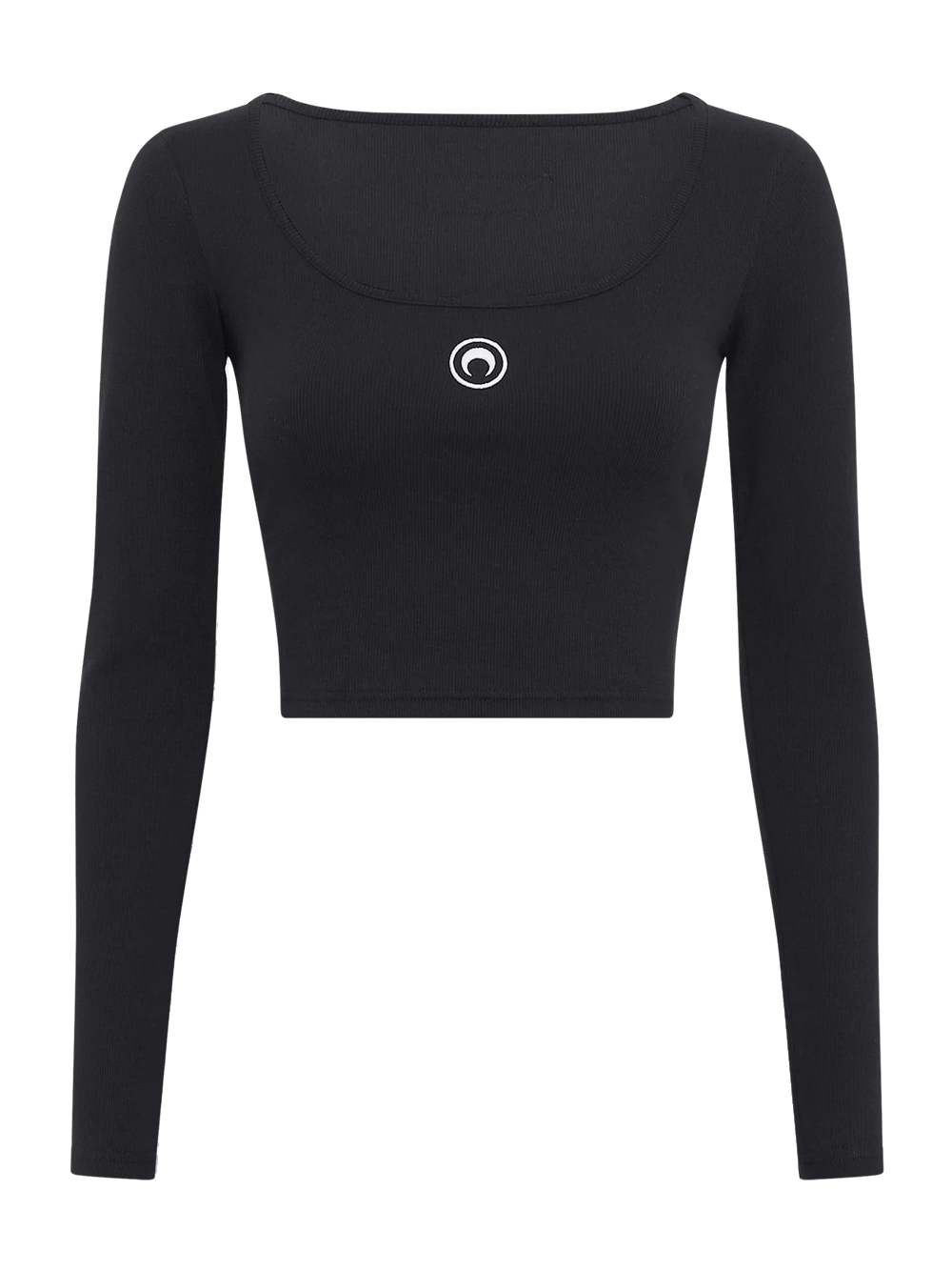 Marine Serre Moon Logo Jersey Ls Roundneck Top Woman Black