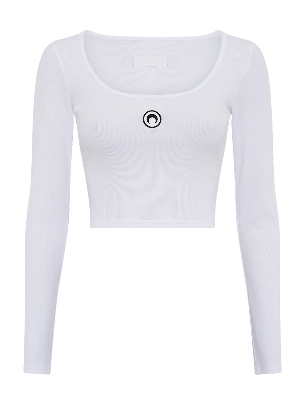 Marine Serre Short Sleeve Cropped Top With Scoop Neck In White