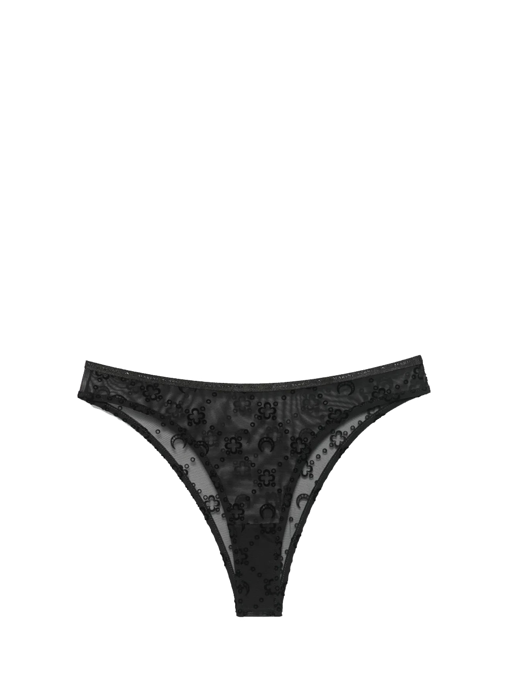 Marine Serre Moonogram Mesh Flock High-waist Panties In Black