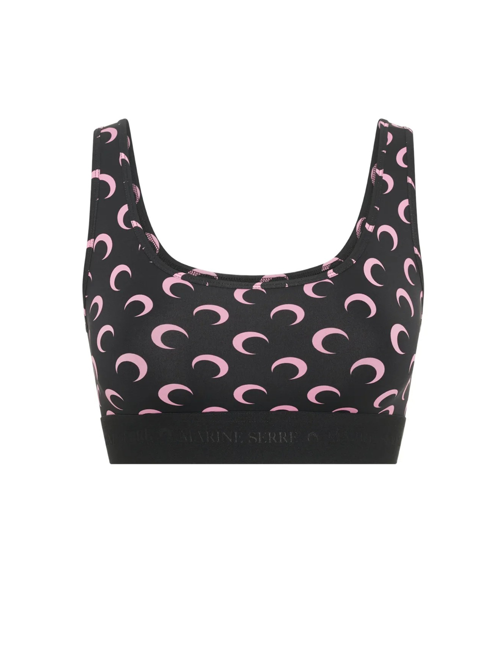 Marine Serre Moon Printed Jersey Sports Bra Woman Black And Pink