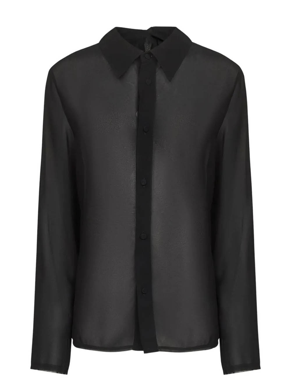 Mm6 Maison Margiela Asymmetrical Collar Shirt Woman Black In Black