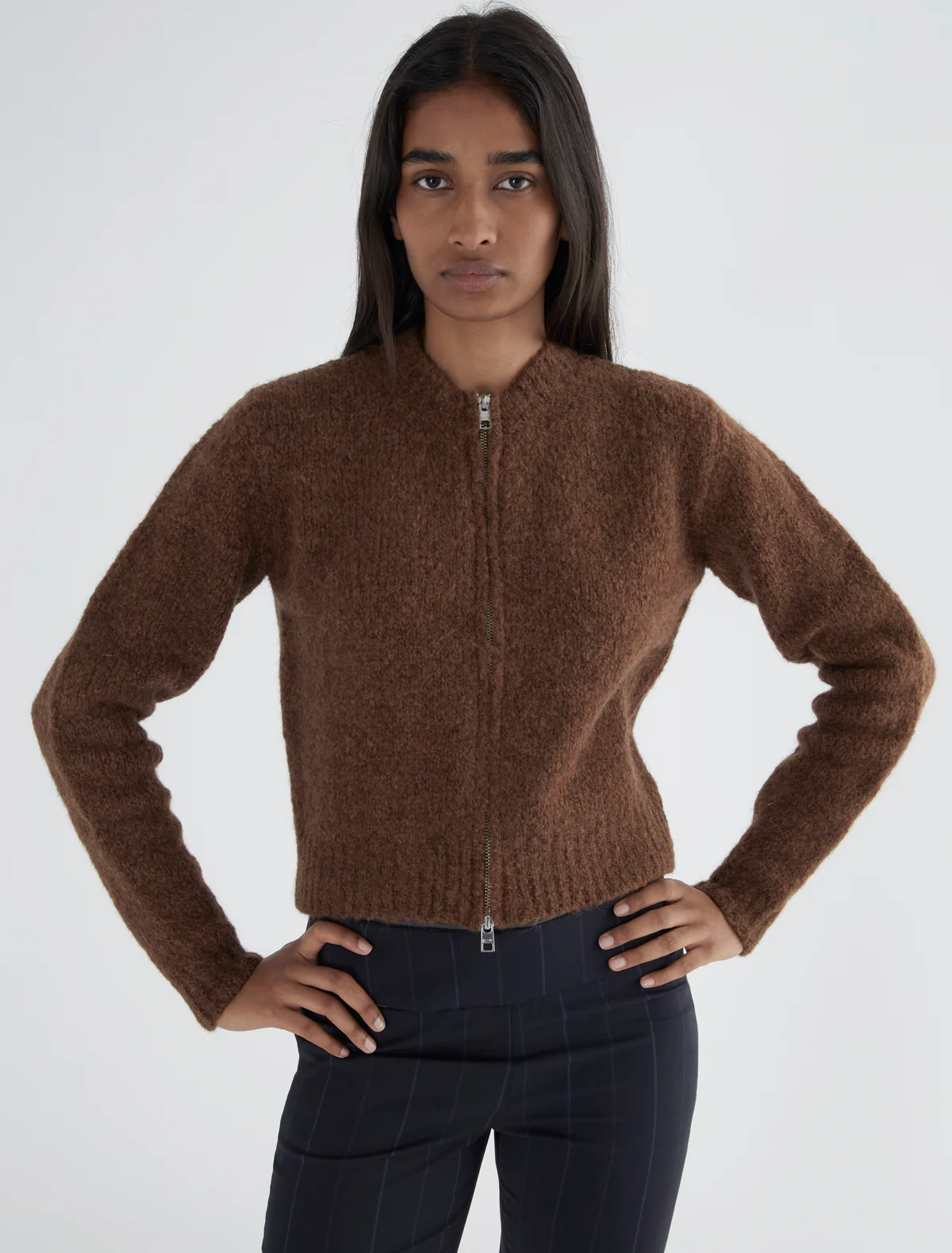 Paloma Wool Hasta Luego Zip Cardigan Woman Brown In Brown