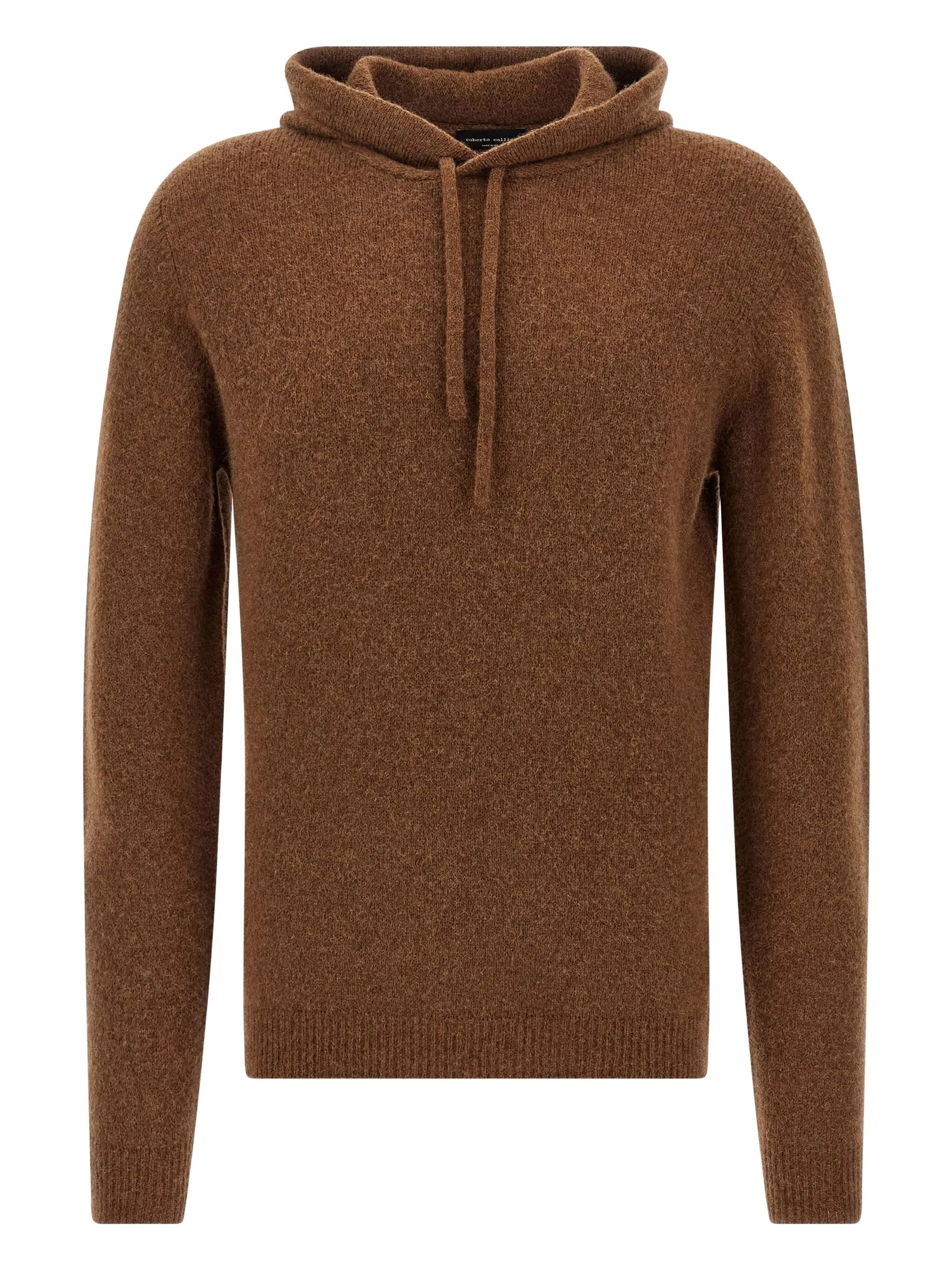 Roberto Collina Knitted Hoodie In Brown