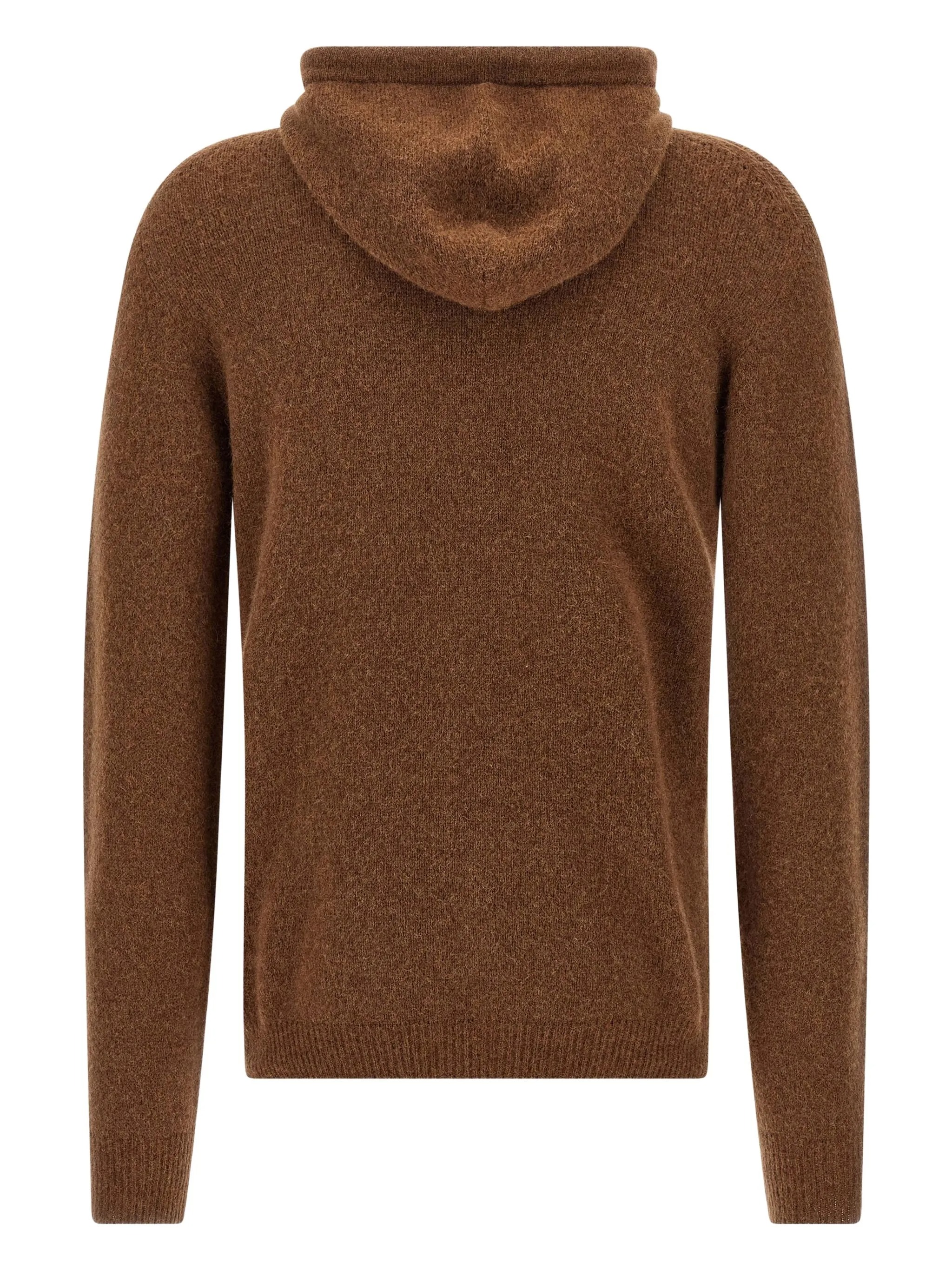 Roberto Collina Knitted Hoodie In Brown