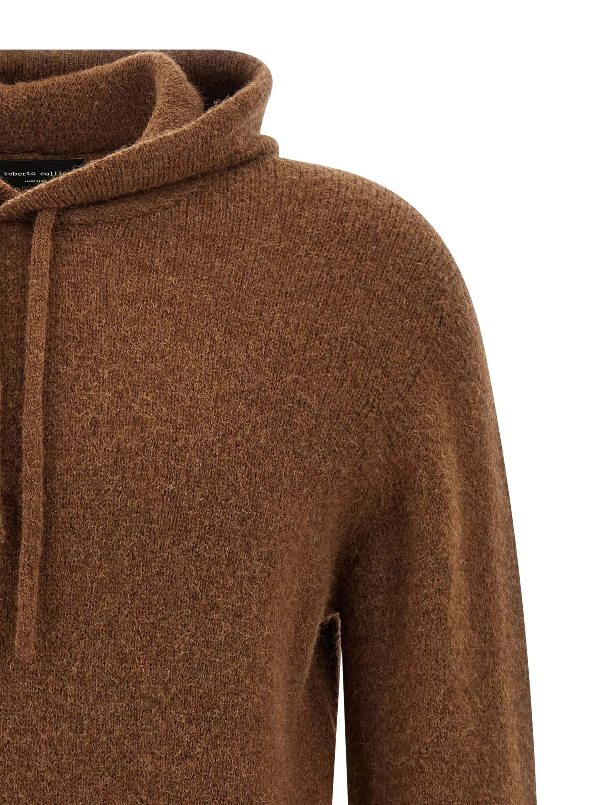 Roberto Collina Knitted Hoodie In Brown
